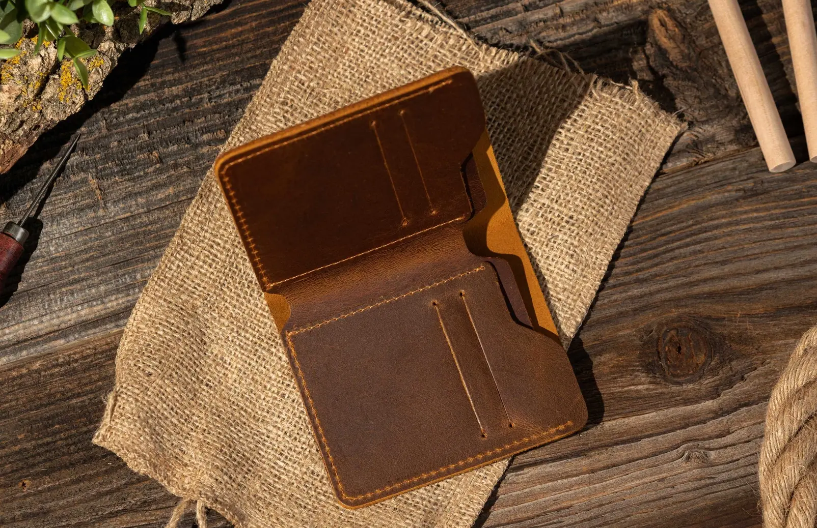 Genuine Leather Bifold Wallet, Handmade Wallet For Men