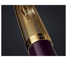 Thumbnail: Parker Deluxe Plum With Gold Trim Ballpoint Pen
