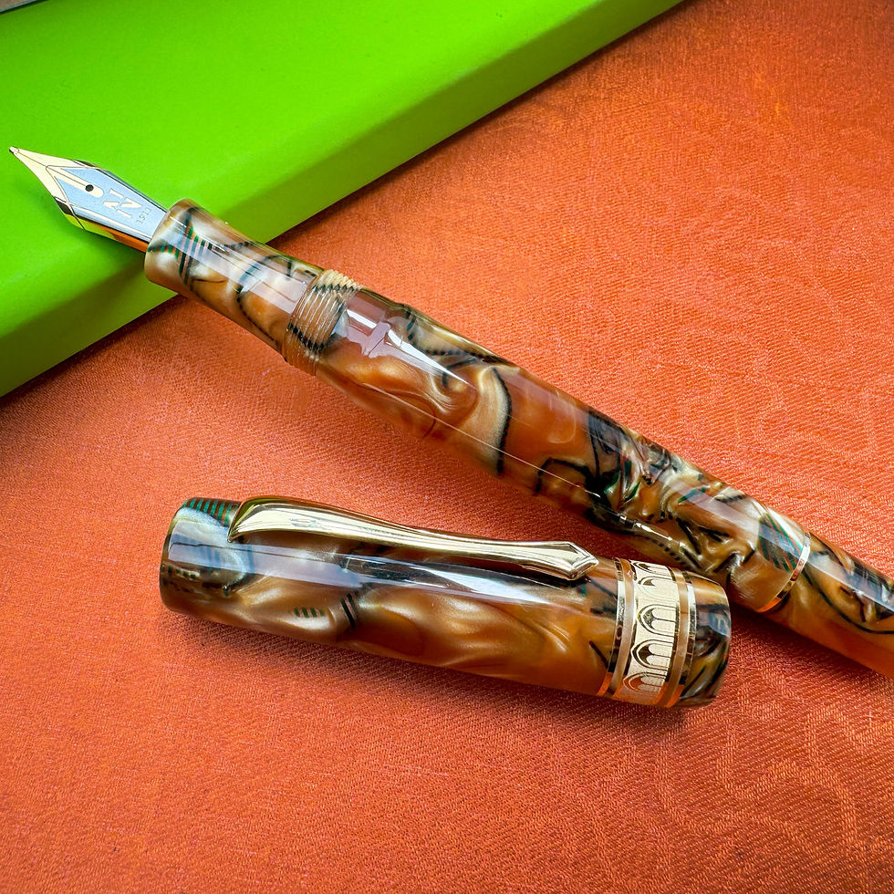 Nettuno N-E 2.0 Fountain Or Ballpoint Pen Anemone (Orange) Yellow Gold Trim