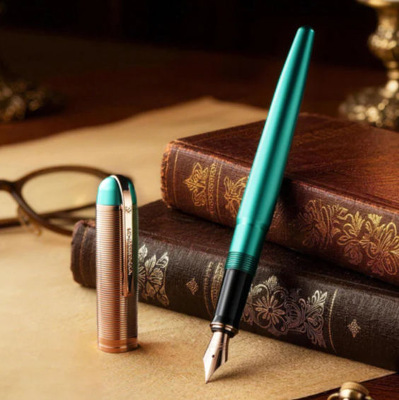 Wahl-Eversharp Skyline Emerald Rose Gold Trim Fountain Or RollerBal