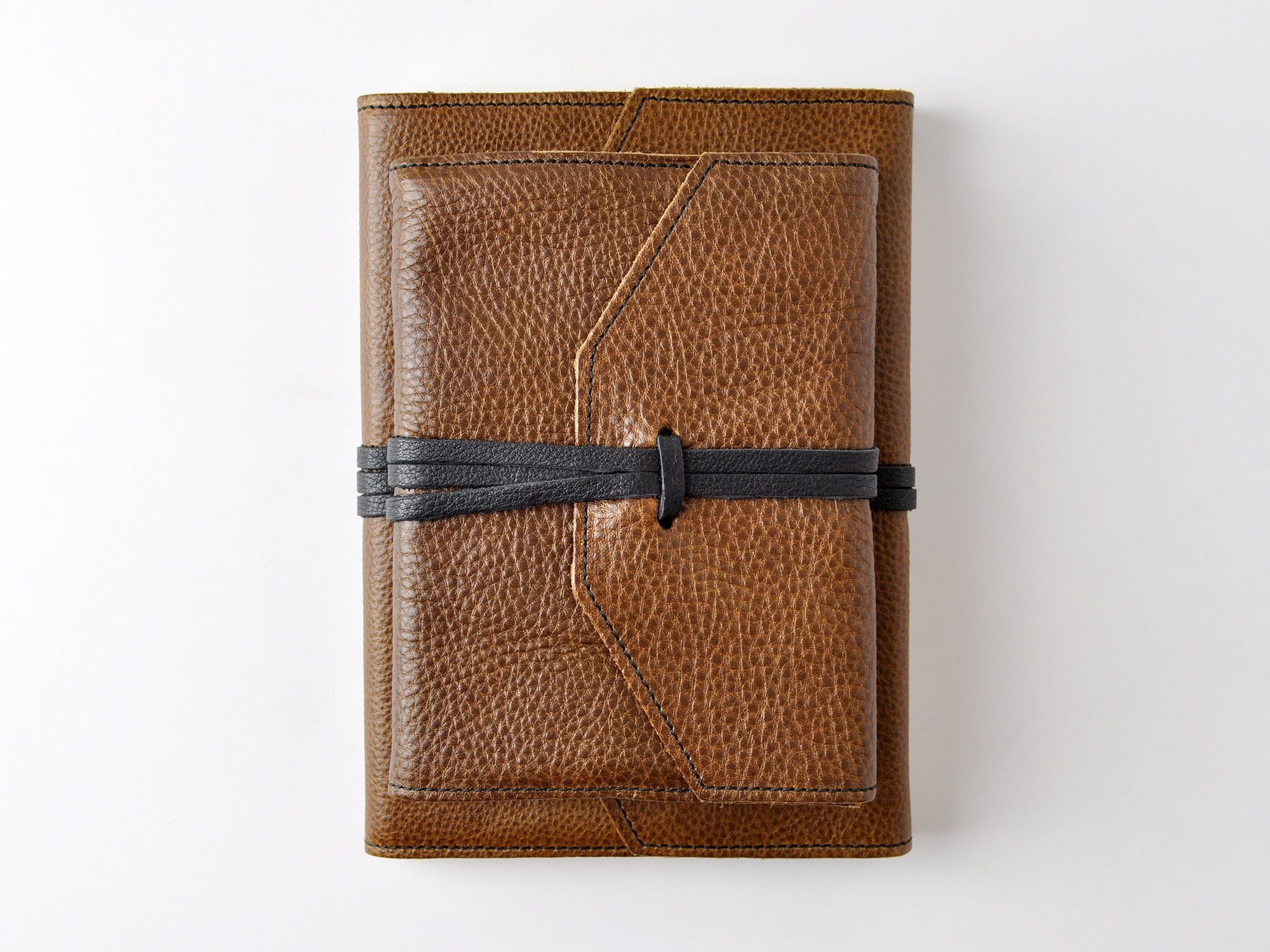 Italian Leather Wrap Journal in Antique Brown