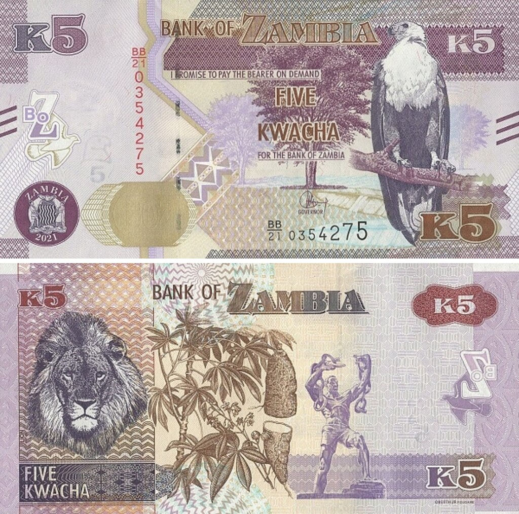 BILLET ZAMBIE 5 KWACHA 2021 NEUF UNC
