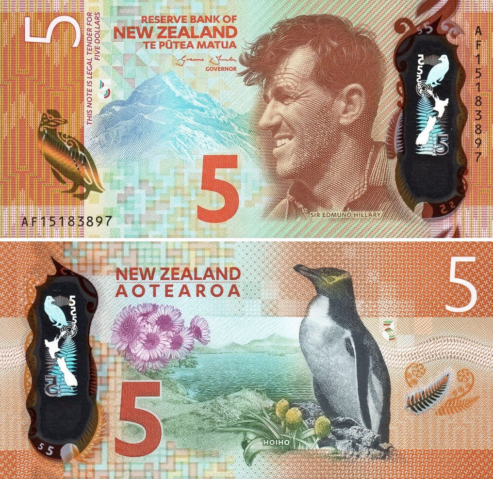 BILLET NOUVELLE-ZELANDE 5 DOLLARS 2015 NEUF UNC