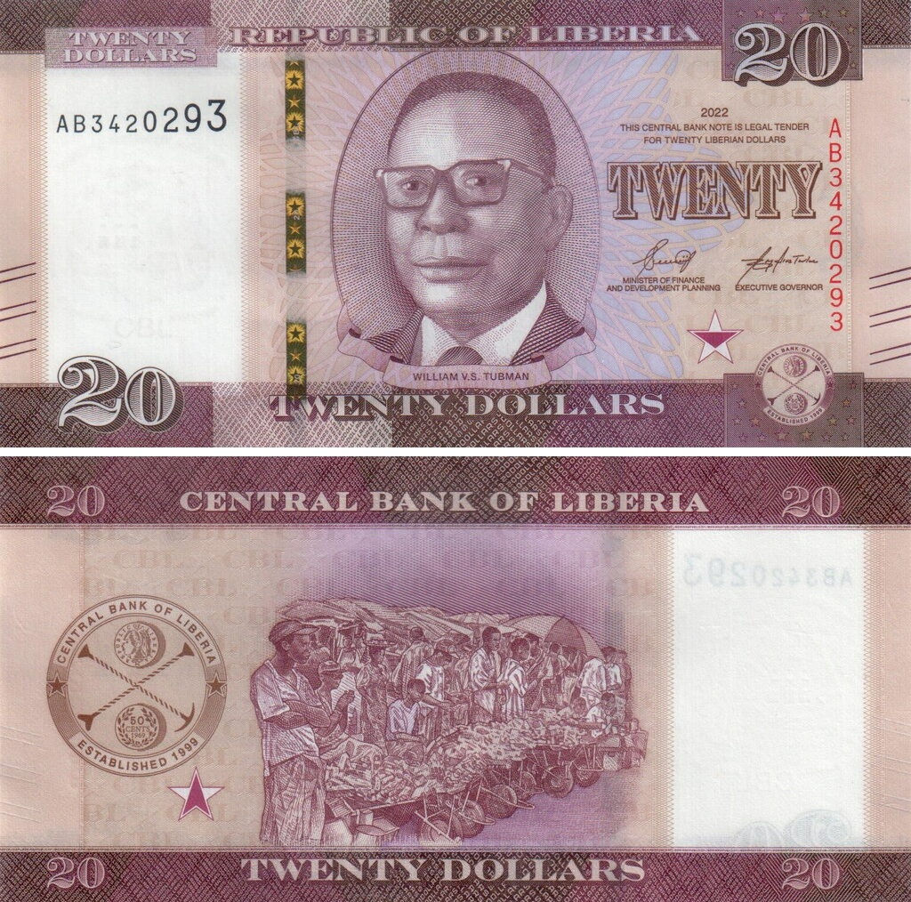 BILLET LIBERIA 20 DOLLARS 2022 NEUF UNC
