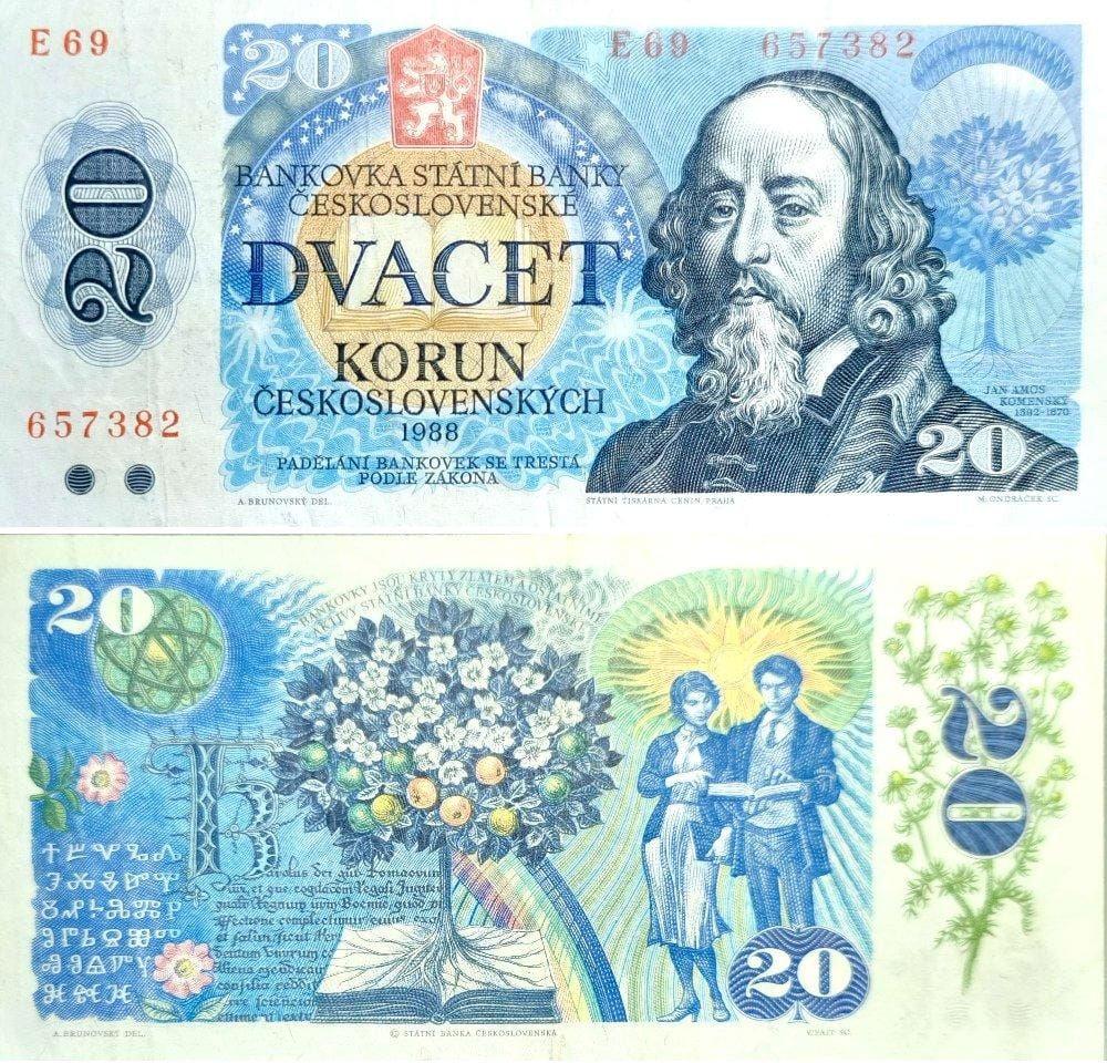 BILLET TCHECOSLOVAQUIE 20 KORUN 1988 TRES TRES BEAU(TTB) VF