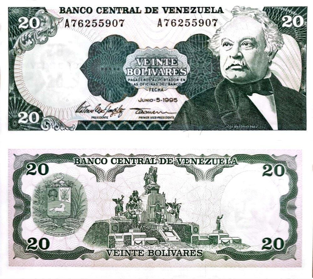 BILLET VENEZUELA 20 BOLIVARES 1995 PRESQUE NEUF AU-UNC