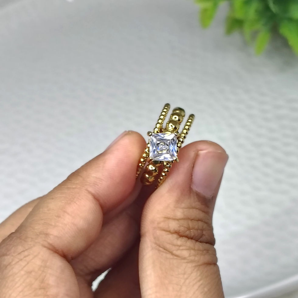 Thumbnail: Gold beaded ring with a square center diamond.