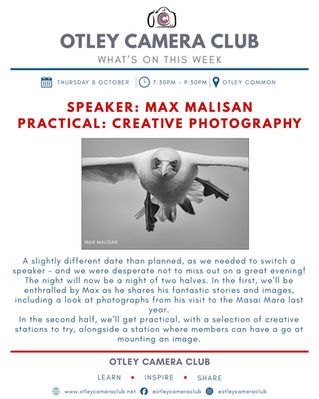 What’s On This Week – Max Malisan & Creative Photography