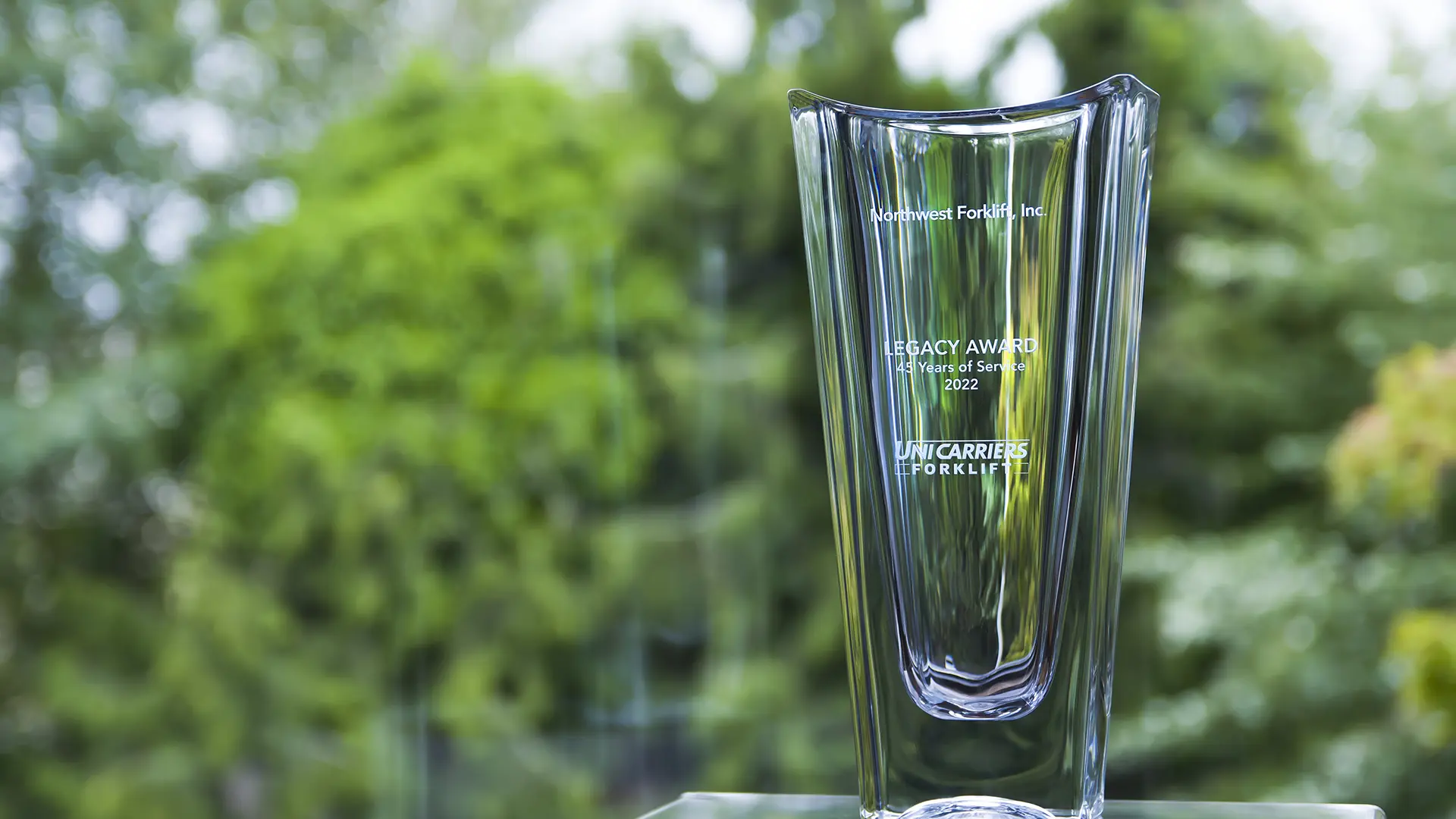 45-year legacy award presented to Northwest Forklift, recognizing their longstanding commitment and excellence in the industry.