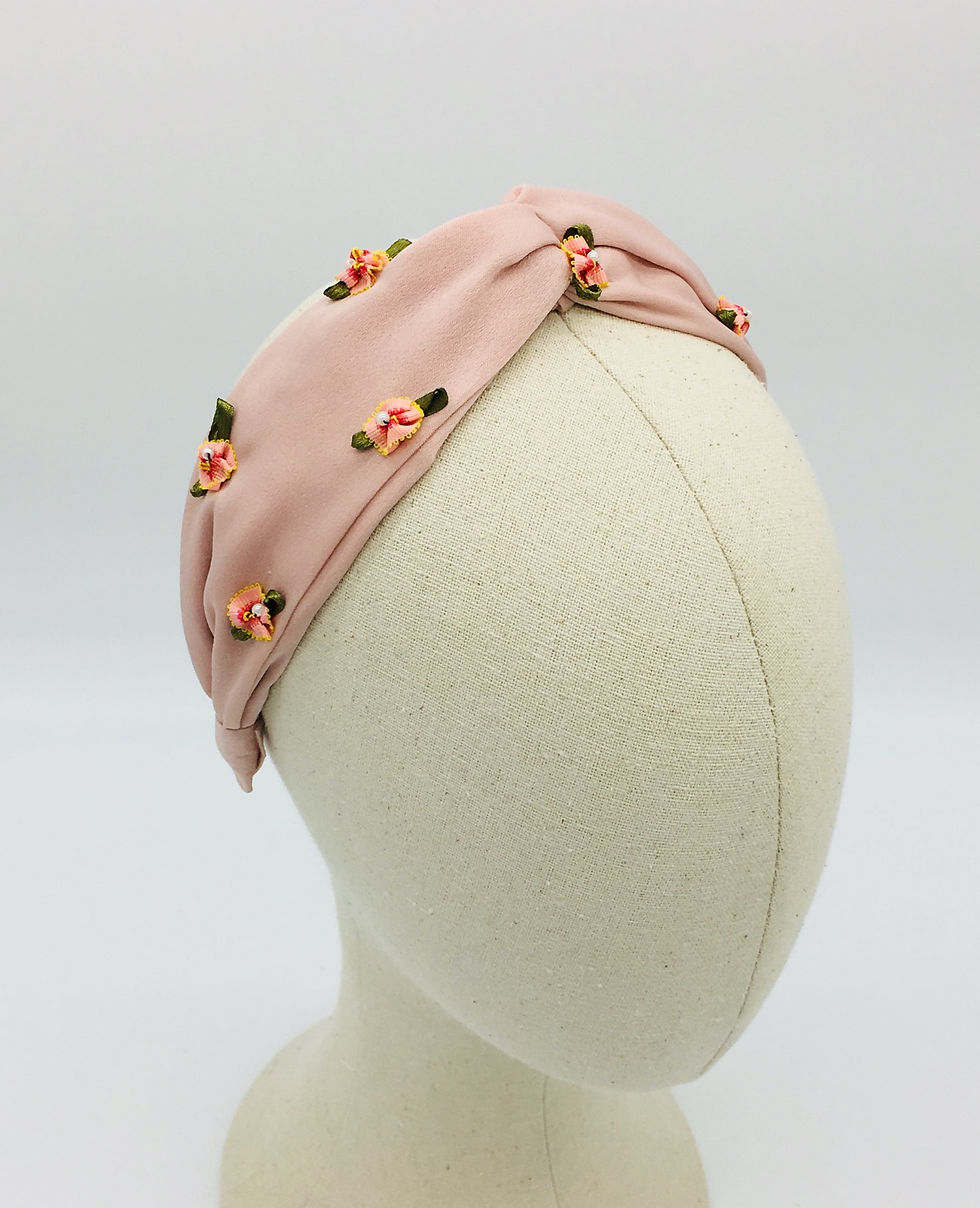 Thumbnail: Blossom Twisted Headband in Pink/Peach