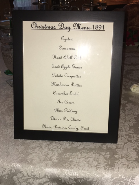 Thomas Edison's Christmas Dinner Menu from 1891
