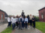Student Presenters with the Edison Statue — Thomas Edison Pitch Contest Finals 2025