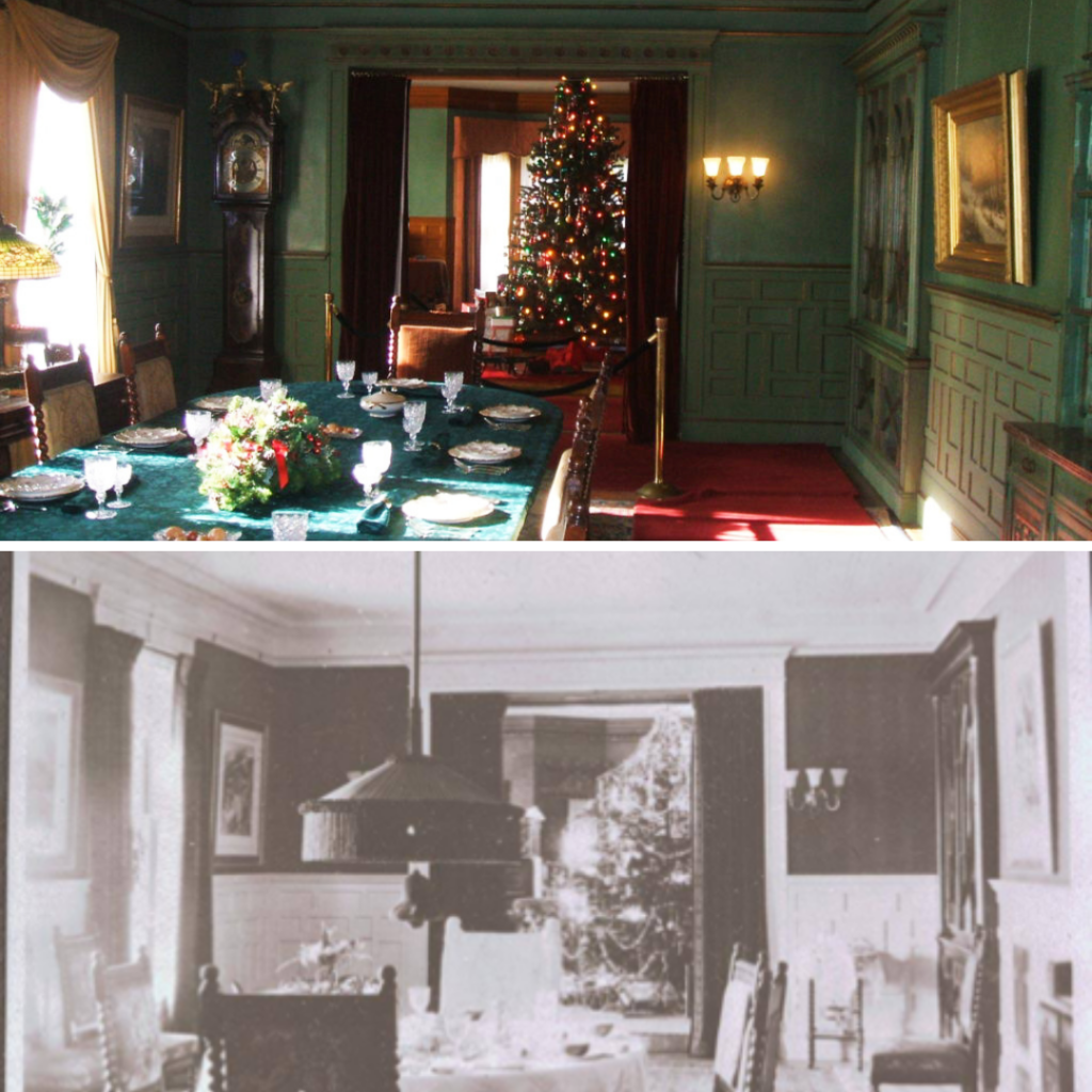 Thomas Edison's Christmas tree in 2018 vs. circa 1920