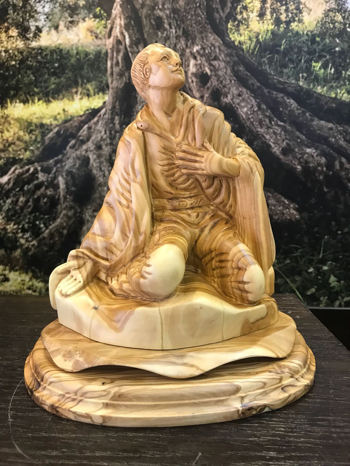 Joseph Smith's First Vision Sculpture in Olive Wood