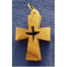 Olivewood Cross w/ Dove Cut-Out Pendant (10qty)