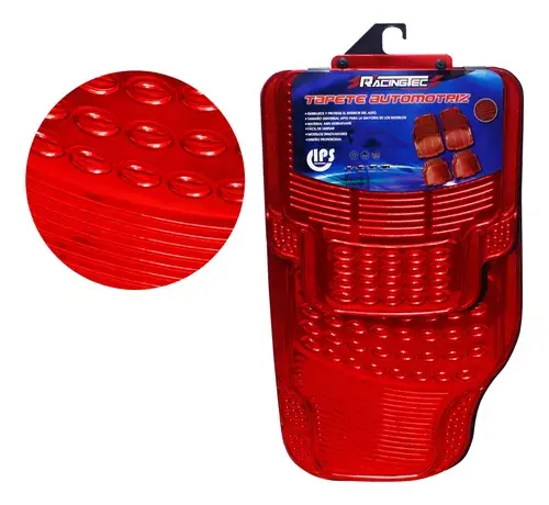 Juego De Tapetes Metalizado 4pzas Rojo Universal Ds