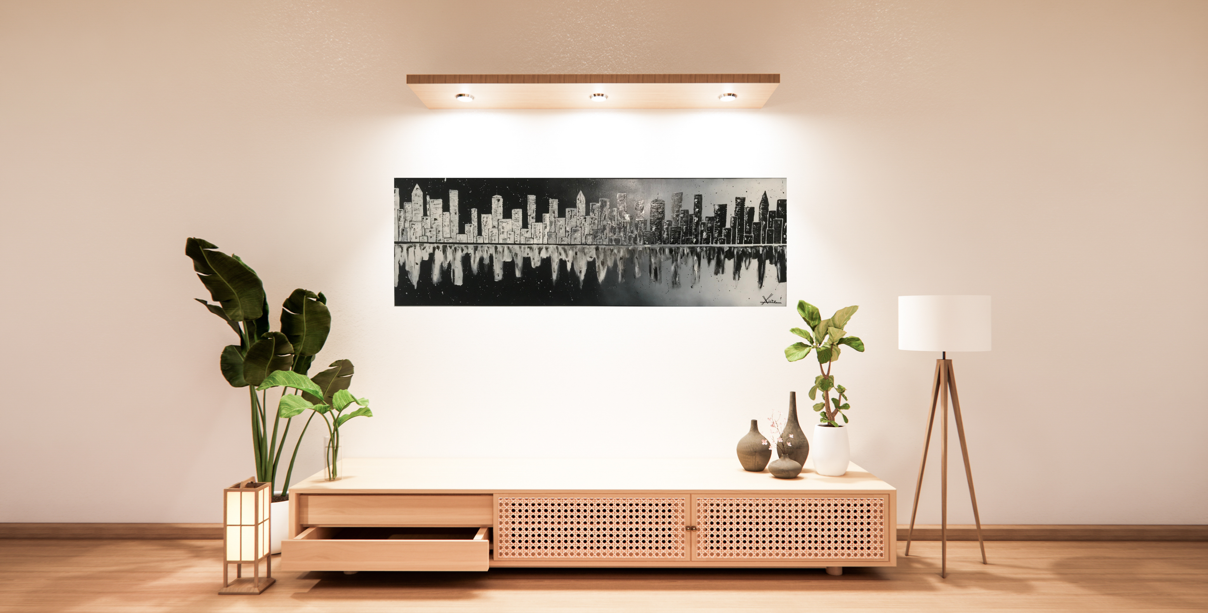 Tableau abstrait "Skyline Black&White"