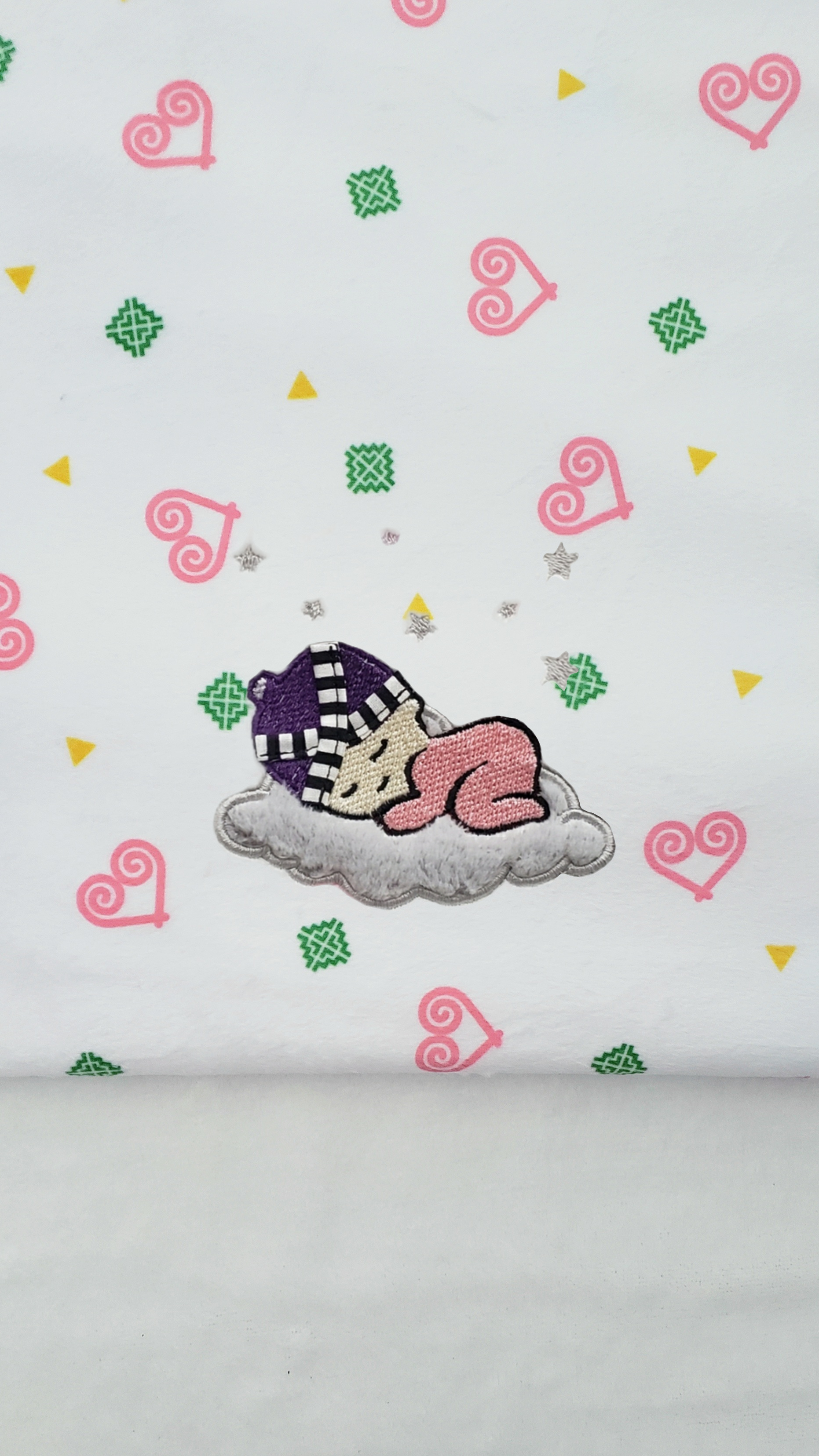 Hmong Hearts tossed with sleeping baby girl baby blanket