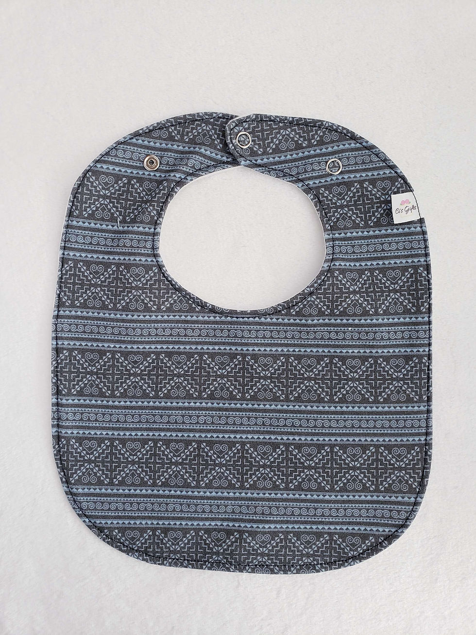 Charcoal Blue Keng Round Baby Bib