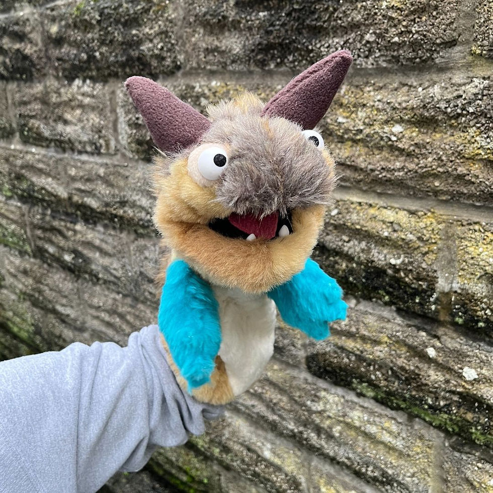 Thumbnail: Fluffy Carnotaurus dinosaur puppet - Forest