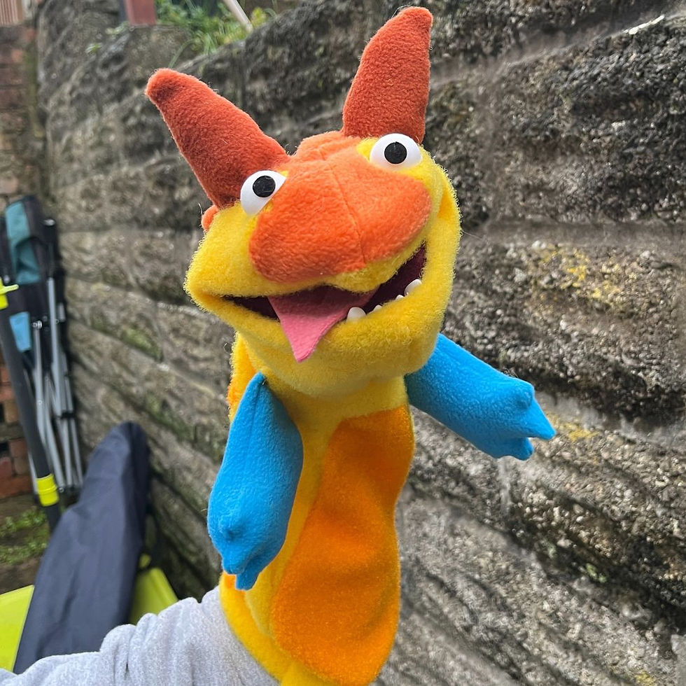 Thumbnail: Fleece Carnotaurus dinosaur puppet - Wotsit