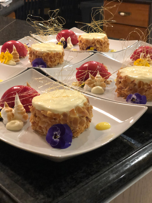 Flourless Lemon Almond Cake with Raspberry Sorbet