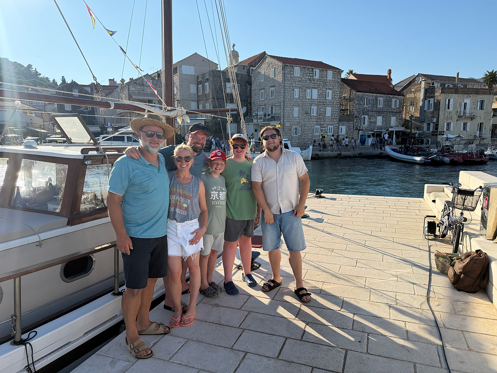 Team photo at the end of our day sailing on 'Vila' around Korčula