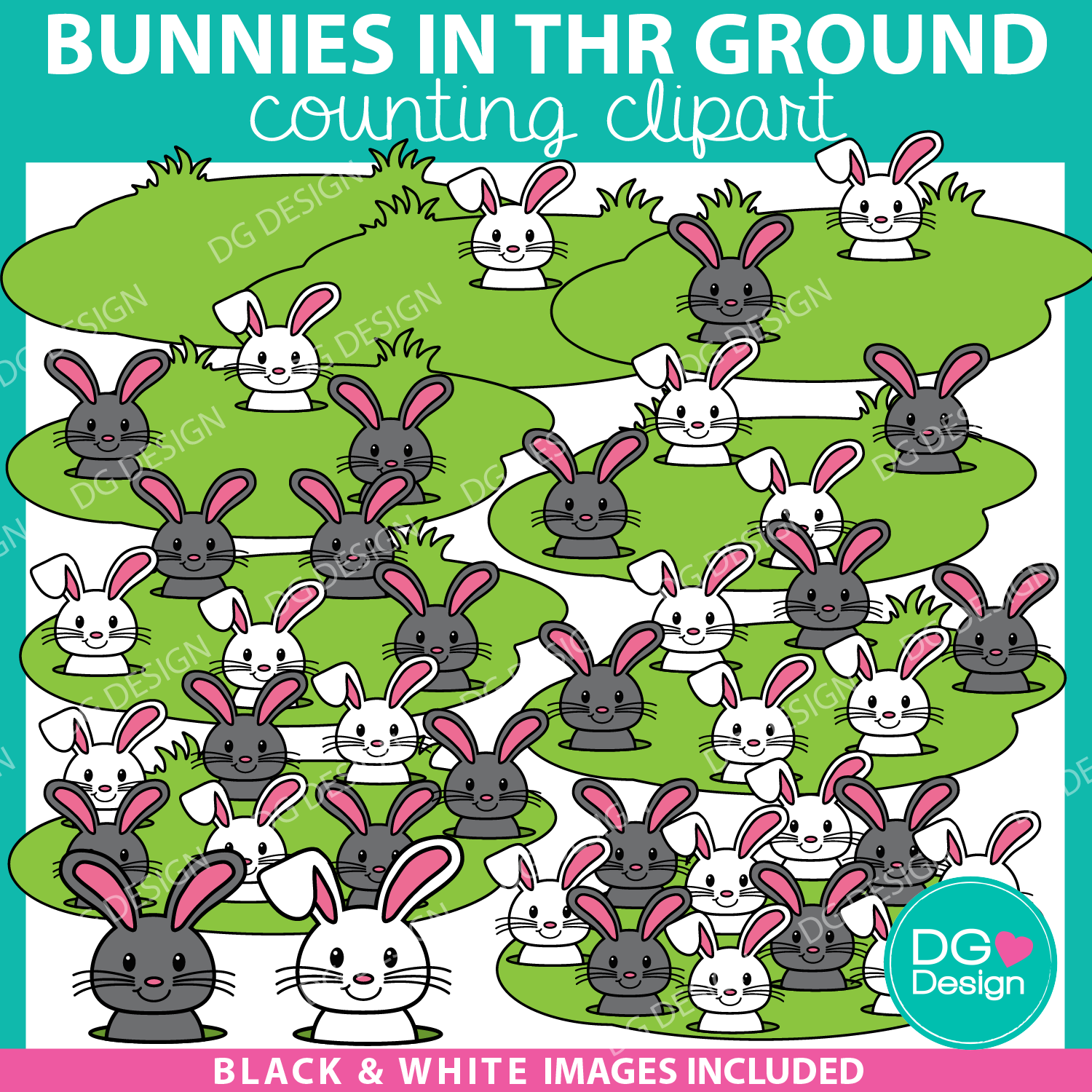 BUNNIES IN THE GROUND COUNTING CLIPART