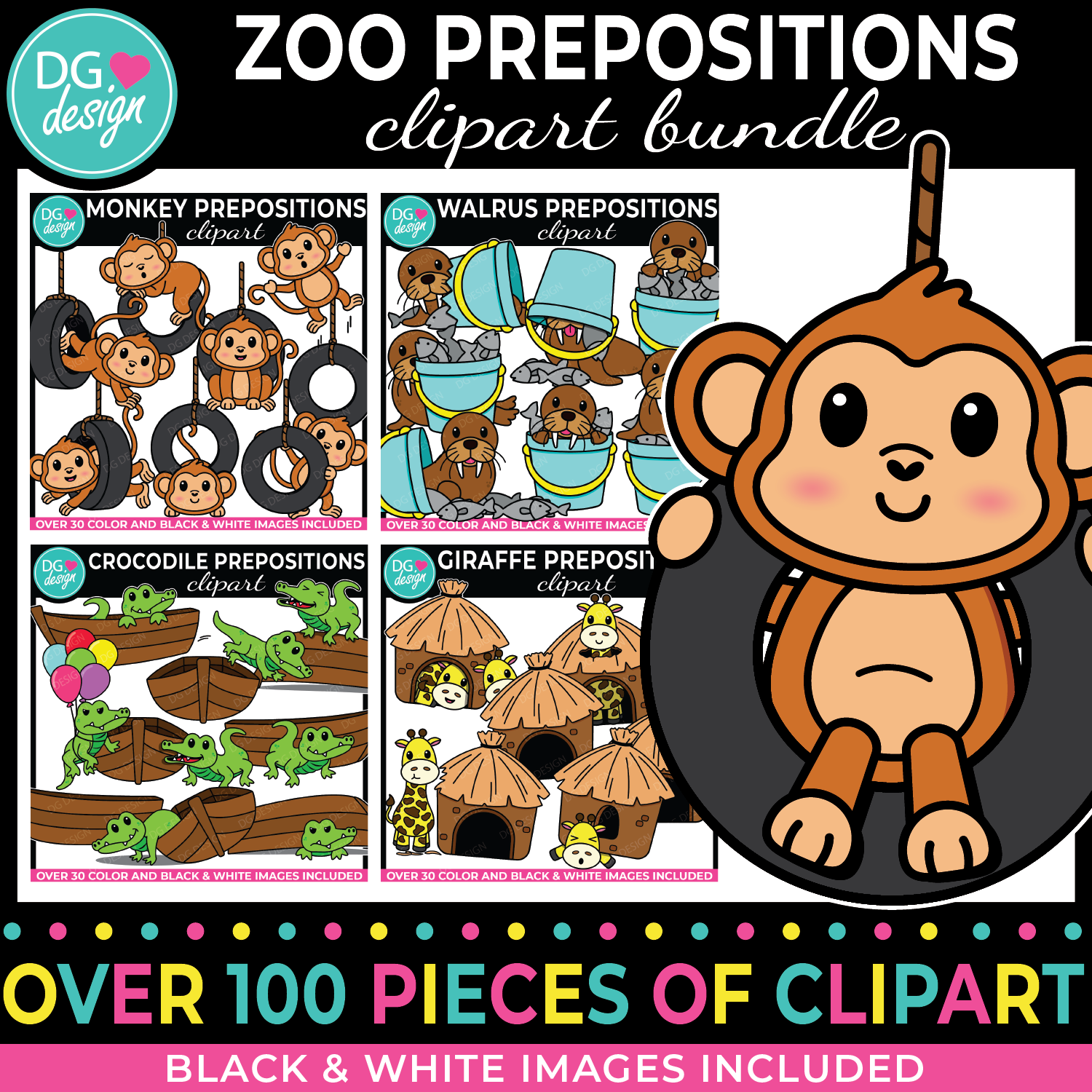 ZOO PREPOSITIONS CLIPART BUNDLE