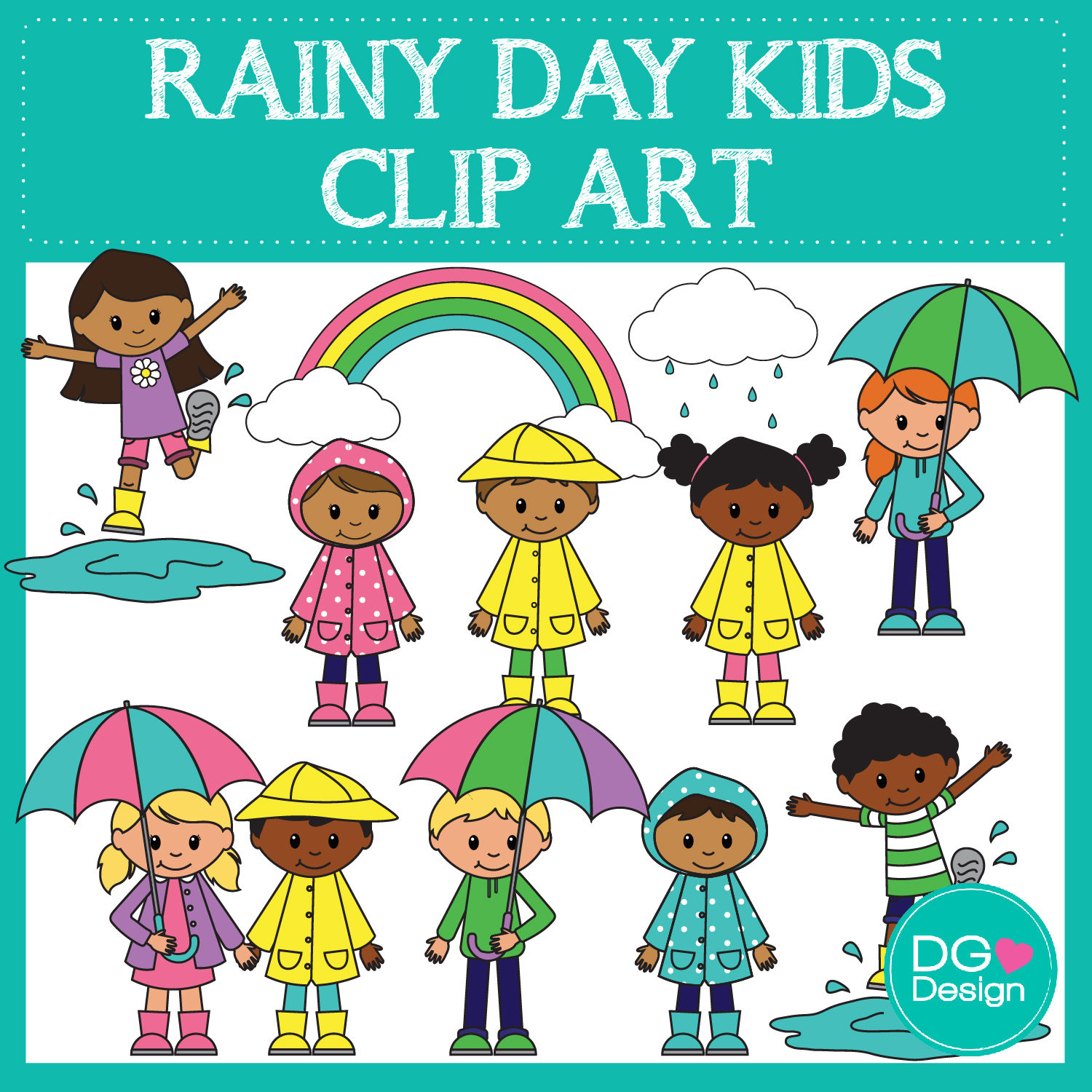 RAINY DAY KIDS CLIPART