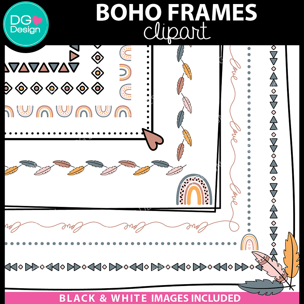 BOHO BOARDERS AND FRAMES CLIPART