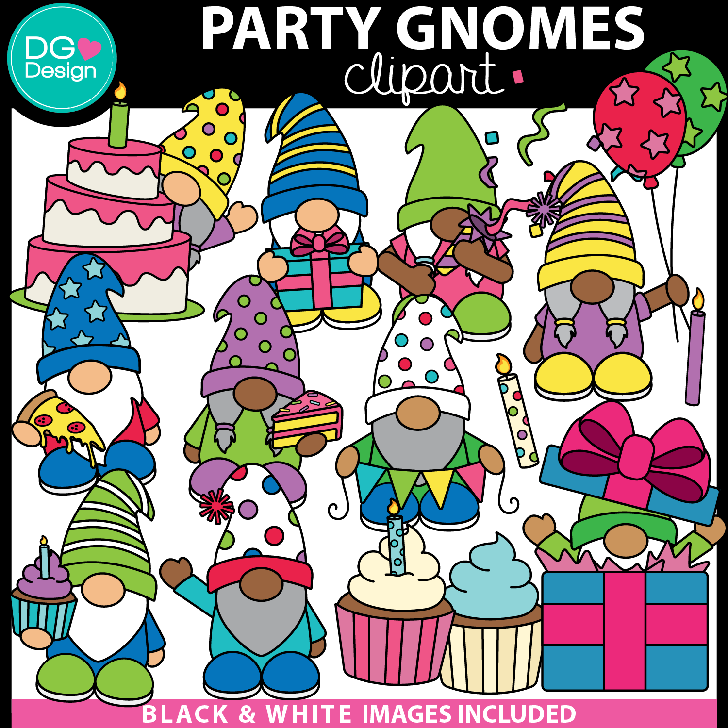 GNOME HAPPY BIRTHDAY PARTY CLIPART