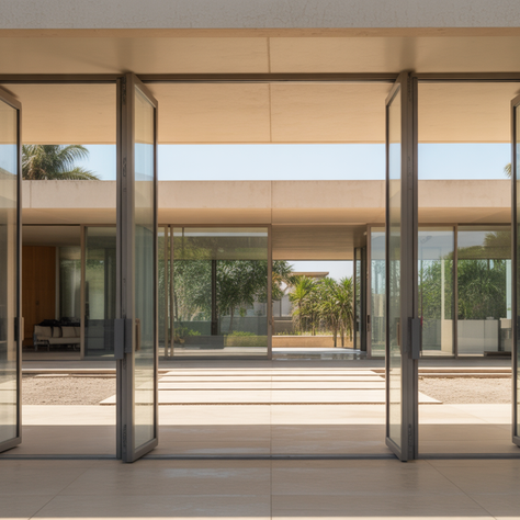 Esquadrias de alumínio para portas pivotantes no Lago Sul