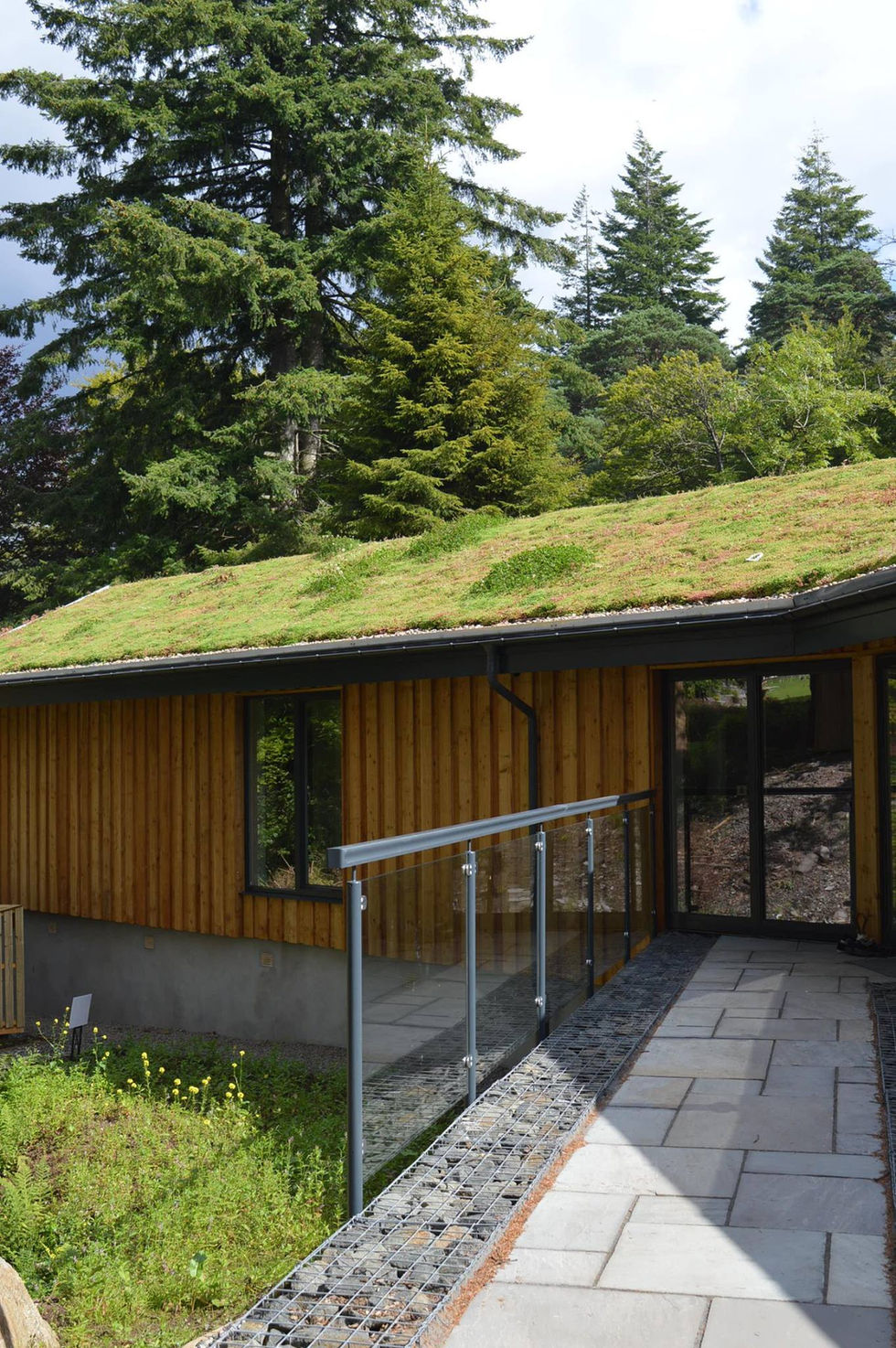 Grass roof house in woodland