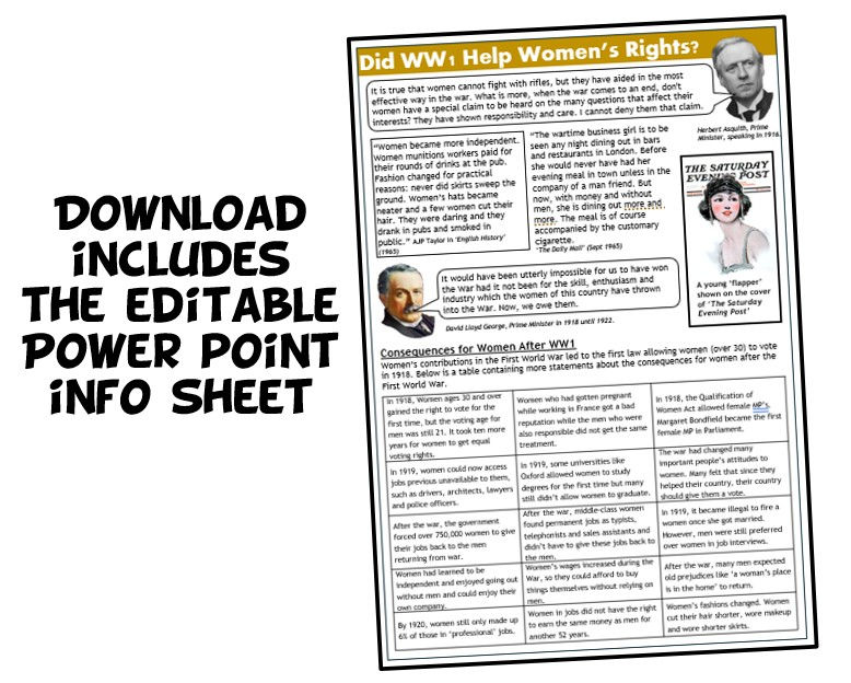Thumbnail: Women's Suffrage L7 - What Impact Did WW1 Have on Suffrage?