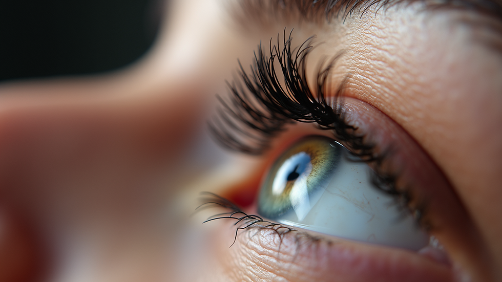 Close-up view of neatly arranged lash clusters of various lengths