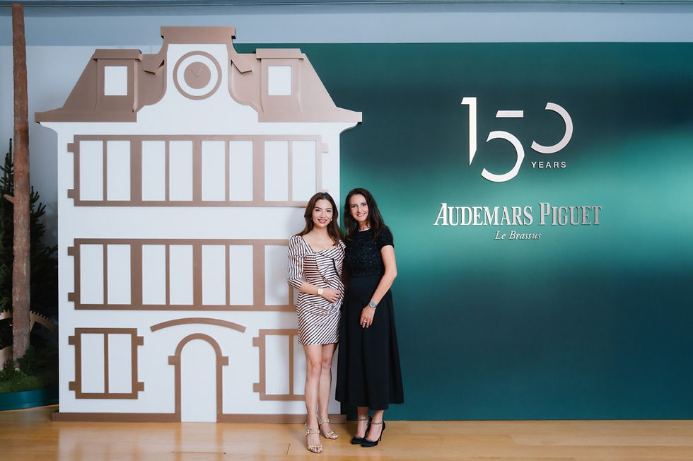 홍콩에서 열린 오데마 피게 창립 150주년 행사에 참석한 일라리아 레스타와 페기 후