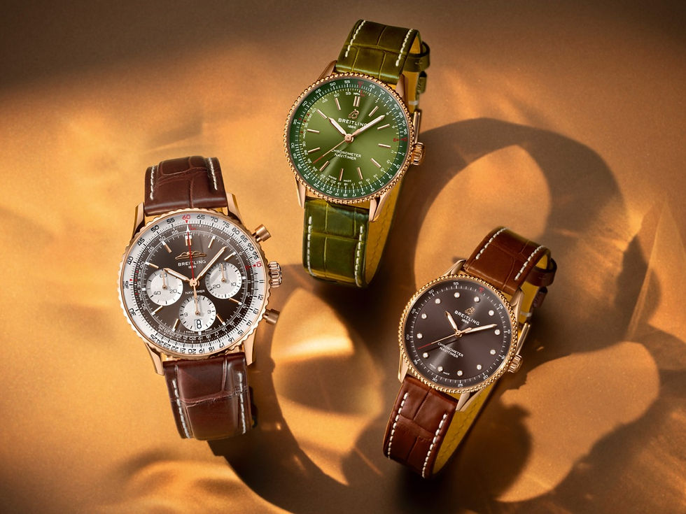 골드 캡슐 컬렉션의 내비타이머 3종.