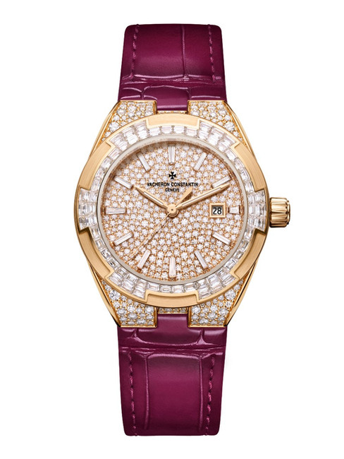 악어가죽 스트랩을 추가 제공하는 오버시즈 35mm 셀프 와인딩 하이 주얼리.