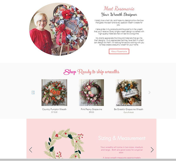 wreath website design, custom wreaths