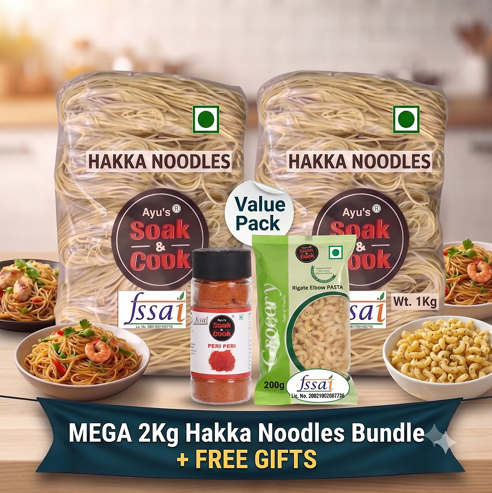 ayus-soak-and-cook-hakka-noodles-2kg-free-pasta-peri-peri-combo-pack
