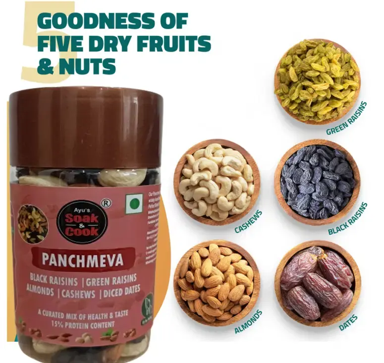 Panchmeva -Mixed with Cashew , Almond, Risin, Black Risin & Dry Dates-200g