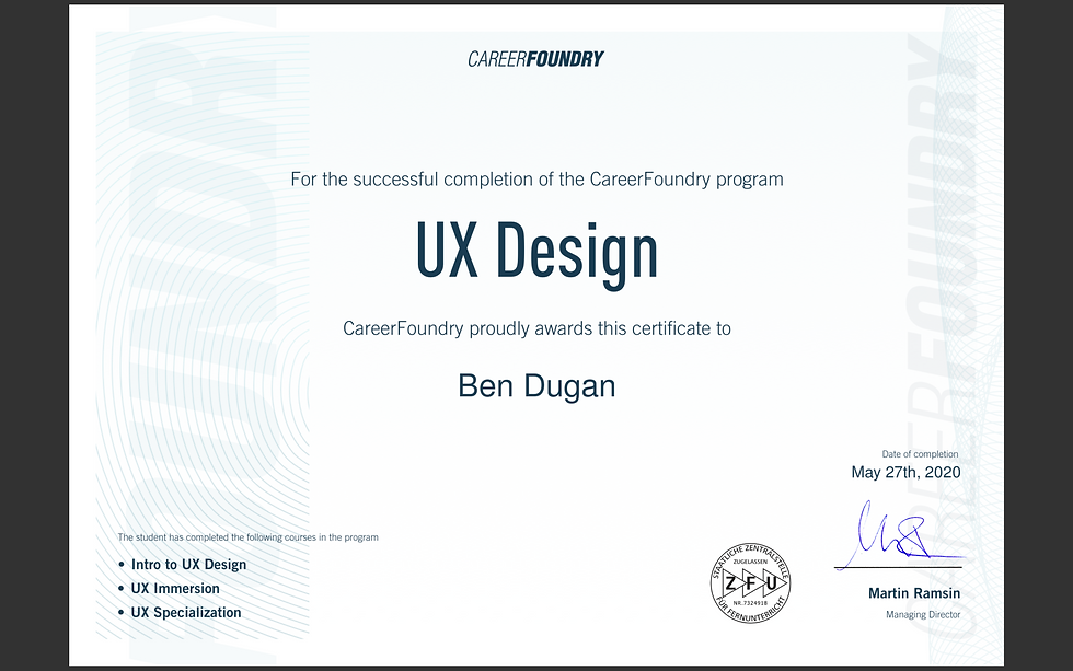 UX Design Program Certificate
