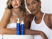 Two girls with a skin product