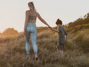 Mother and child walking