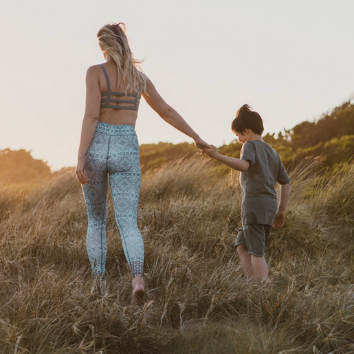 Mother and child walking