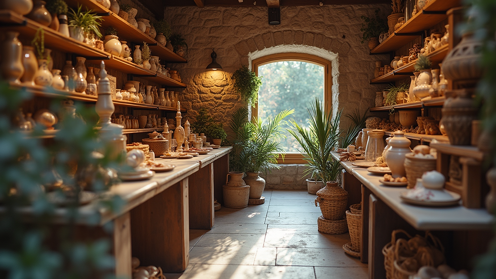 Eye-level view of a quaint boutique filled with handmade crafts