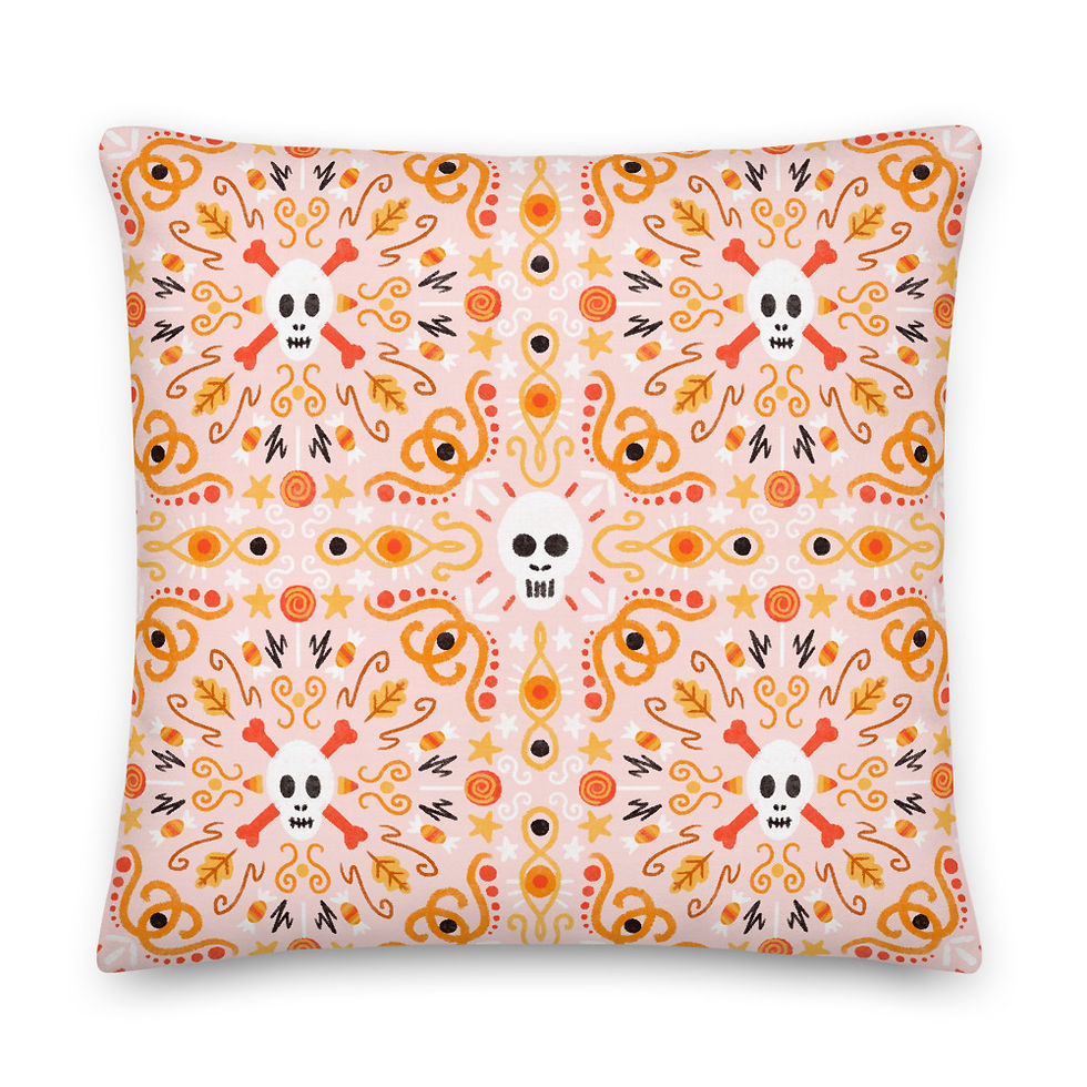 Miniature : "Skull Mandala Pink" - Premium Pillow