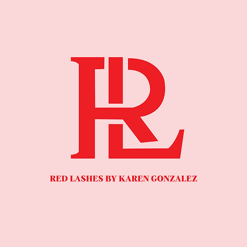 Logotipo con fondo rosa y letras grandes rojas sobrepuestas que dice RL.