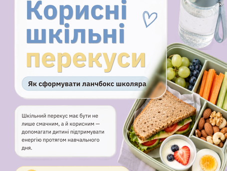 Корисні шкільні перекуси. Як сформувати ланчбокс школяра